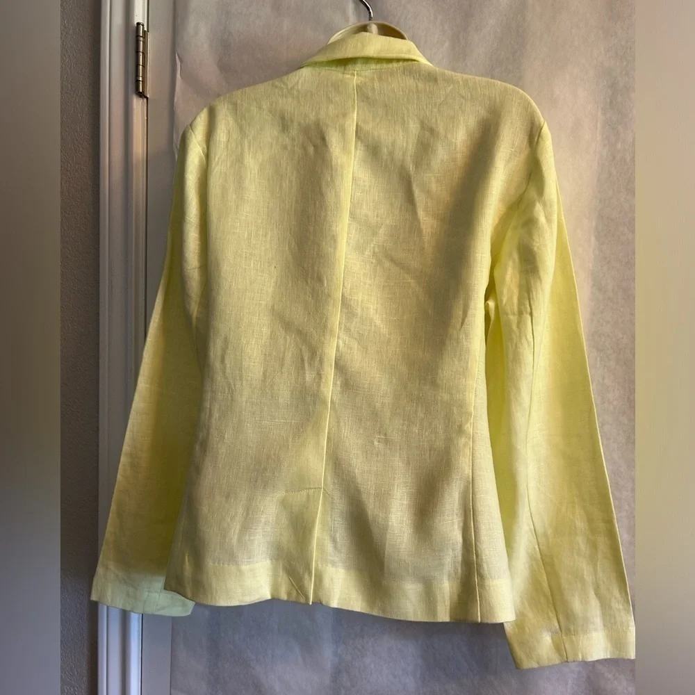 J.Jill Love Linen women's single button Yellow blazer Jacket Sz-PL.  S13‎